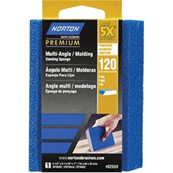 Norton Co 82069 5 x 120 Grit Multi Angle Sanding Sponge - 076607820693