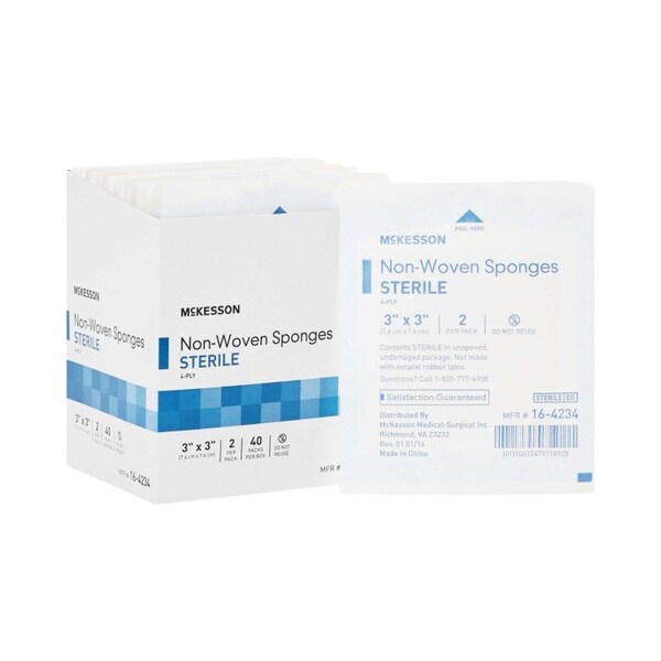 Mckesson Sterile Nonwoven Sponge, 3 x 3 Inch, 1200PK - 16-4234