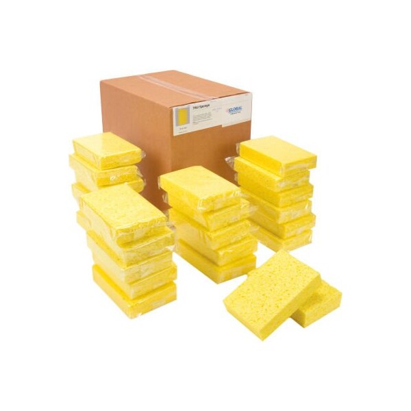 Americo Global Industrial Cellulose Sponge Yellow 4.25in x 6.25in - Case of 24 Sponges - 670332