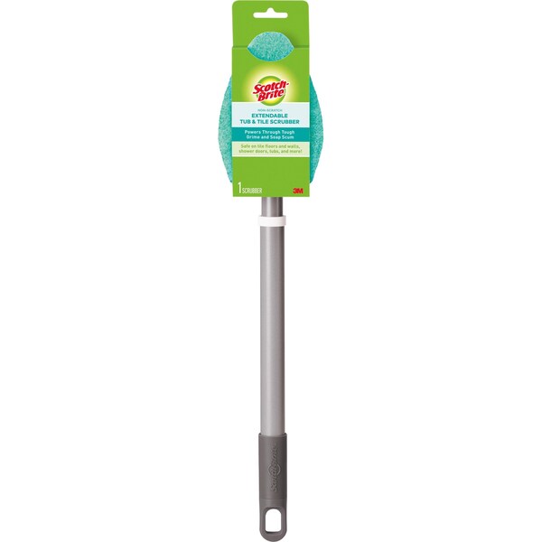 3M Bath Scrubber, Nonscratch, w/2' Hvy-dty Handle, , BE/SR, PK 4 - MMM549X4CT
