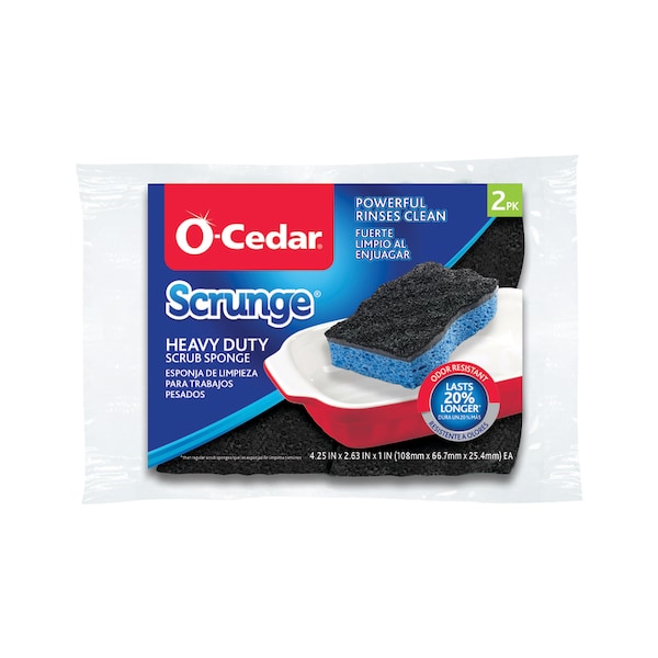 O-Cedar O-Cedar Scrunge Heavy Duty Sponge For All Purpose 4.25 in. L 2 pk - 148377