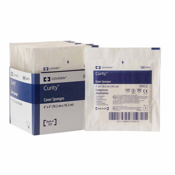 Curity Nonwoven Sponge 4 X 4 Inch, Sterile 4-Ply Square, 1200PK - 2913