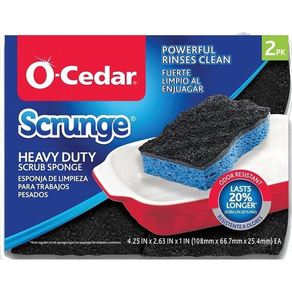 O-Cedar Scrunge Heavy-Duty Sponge, 7-1/2 in L, 5 in W, Blue - 148377