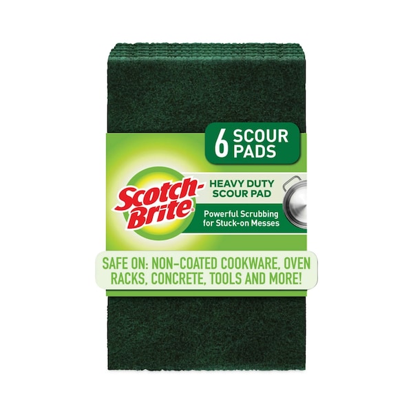 Scotch-Brite Heavy-Duty Scouring Pad, 3.8 x 6, Green, PK5, 5PK - 2265