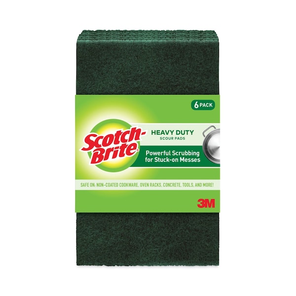 Scotch-Brite Heavy-Duty Scouring Pad, 3.8 x 6, Green, PK5, 5PK - 2265