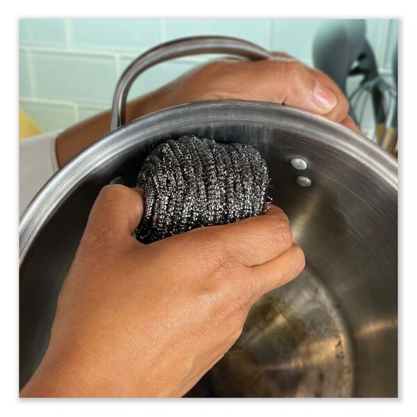 Boardwalk Stainless Steel Scrubber, 3.93 x 1.96, Silver, 72PK - BWKSCRUBBER