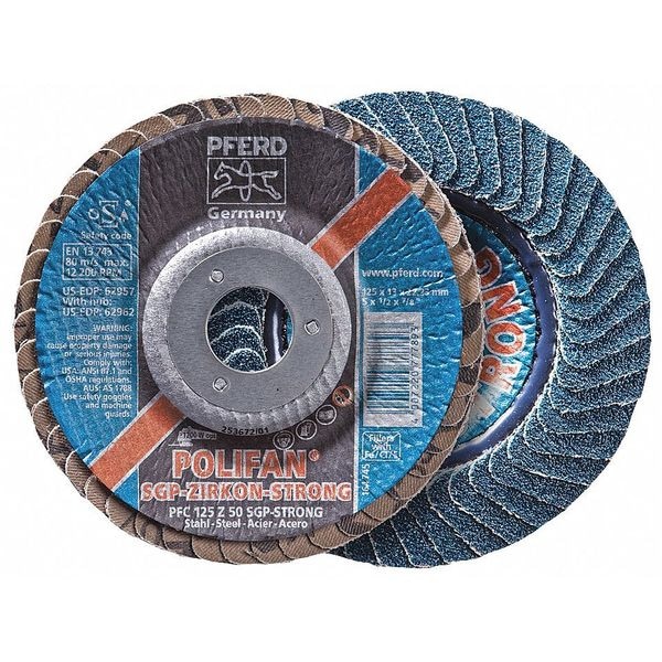 Pferd 4-1/2" x 7/8" A.H. Disco de láminas POLIFAN® - Z SGP STRONG STEEL, Zirconio, 50 Granos, Cónico - 62947