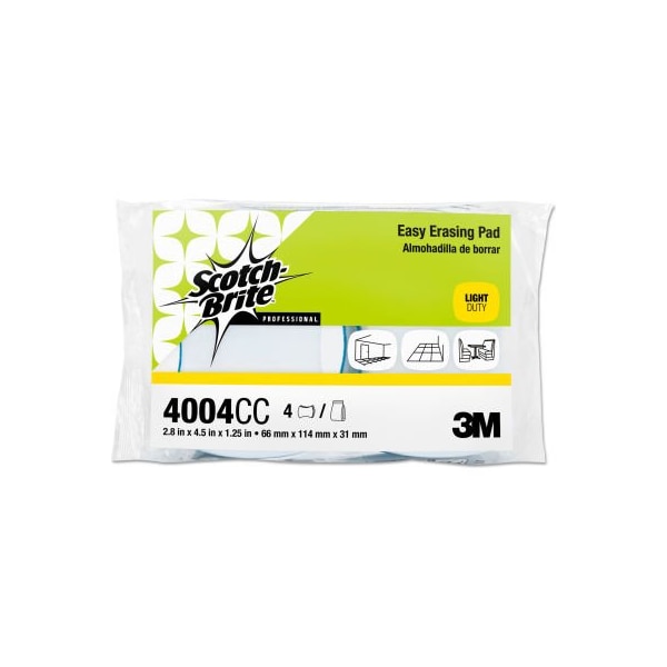 3M Scotch-Brite Easy Erasing Pad 4004, 2 4/5 X 4 1/2 X 1 1/5, Blue/White, 4 Per Pack - 55658