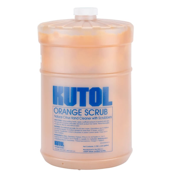 Henson Group Kutol Orange Scrub Heavy Duty w/natural scrubbers, 1 Gallon, Color Orange, 4PK - 4907