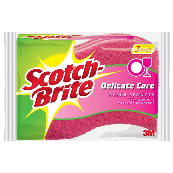 3M Scotch-Brite Delicate	 Light Duty Sponge For Multi-Purpose 4.4 in. L 3 pk - DD-3-8