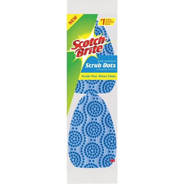 Scotch-Brite Refills f/Scotch-Brite Dots Dishwand, Nonscratch, , Blue, PK 2 - MMM48727