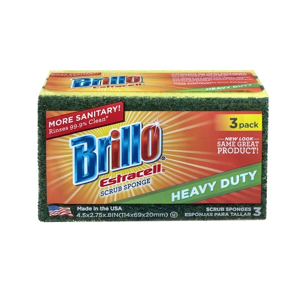 Armaly Brillo Estracell Heavy Duty Scrubber Sponge For All Purpose 4.5 in. L 3 pc - 21031