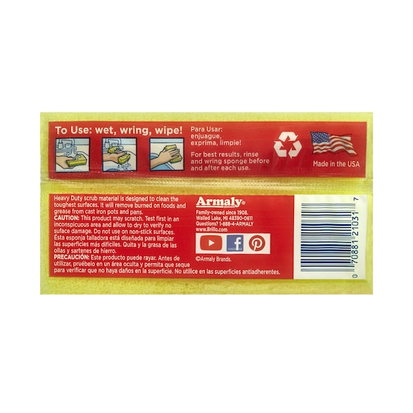 Armaly Brillo Estracell Heavy Duty Scrubber Sponge For All Purpose 4.5 in. L 3 pc - 21031