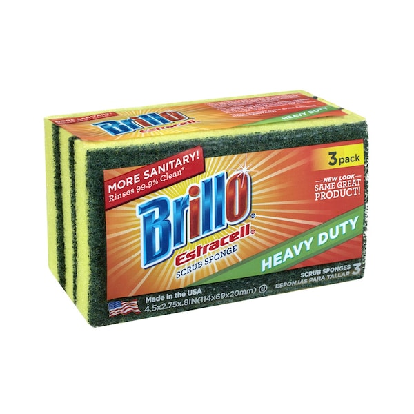 Armaly Brillo Estracell Heavy Duty Scrubber Sponge For All Purpose 4.5 in. L 3 pc - 21031