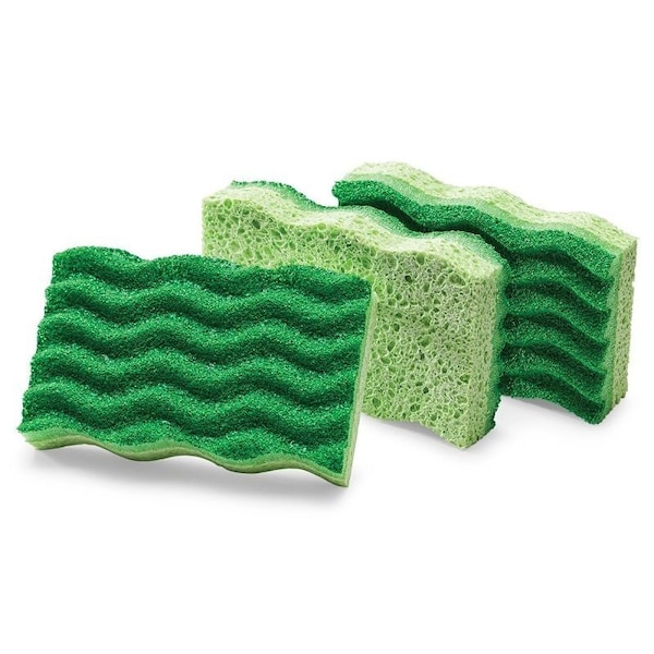 The Libman Co All-Purpose Medium-Duty Sponge, 4-1/2 in L, 3 in W, 2-3/4 in Thick, Cellulose/Synthetic Fiber, Green - 1076