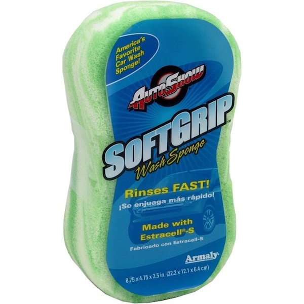 Acme Autoshow Soft-Grip Sponge, 8-3/4 in L, 4-3/4 in W, 2-7/8 in Thick, Polyester, Assorted - 11802