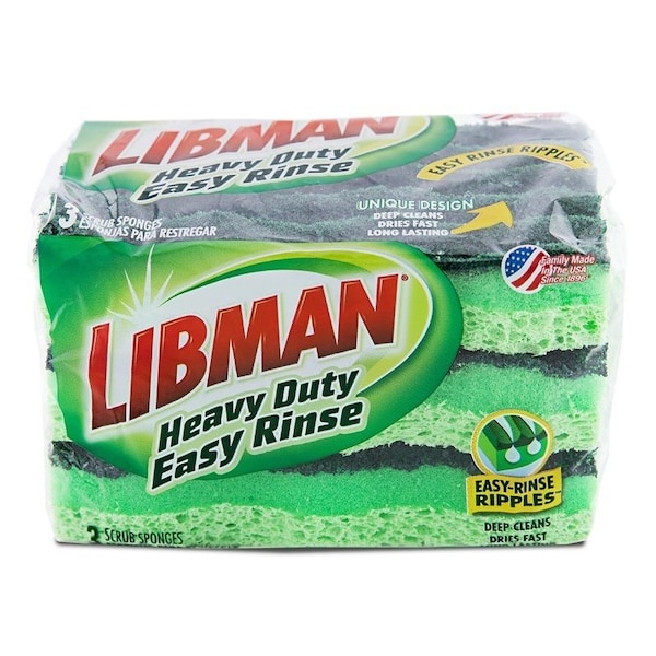 The Libman Co Libman Sponge, 4-1/2 in L, 3 in W, 1 in Thick, Green - 1077
