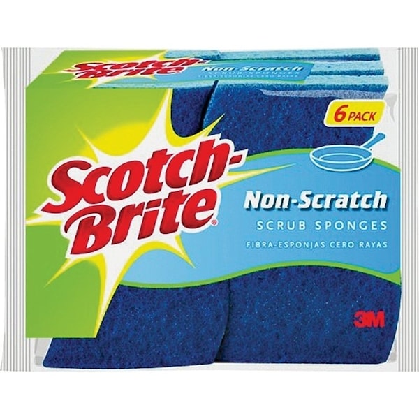 Scotch-Brite 526 Scrub Sponge, 4.4 in L, 2-1/2 in W, 0.8 in Thick, Cellulose, Blue - 526-6