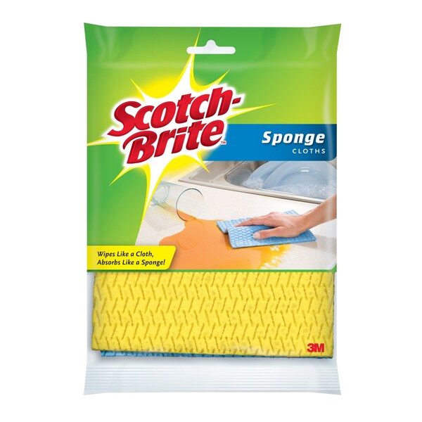 3M Scotch-Brite Delicate	 Light Duty Sponge Cloths For All Purpose 6.8 in. L 2 pk - 9055