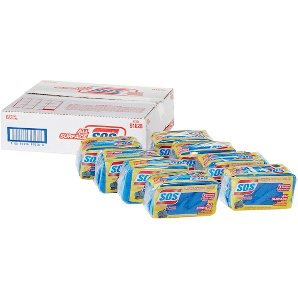 S.O.S. Scrubber Sponges, All Surface, 3"x5-1/4", Blue, PK 24 - CLO91028CT