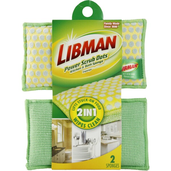Libman Libman Power Scrub Dots Medium Duty Sponge For Pots and Pans 6 in. L 2 pk - 336