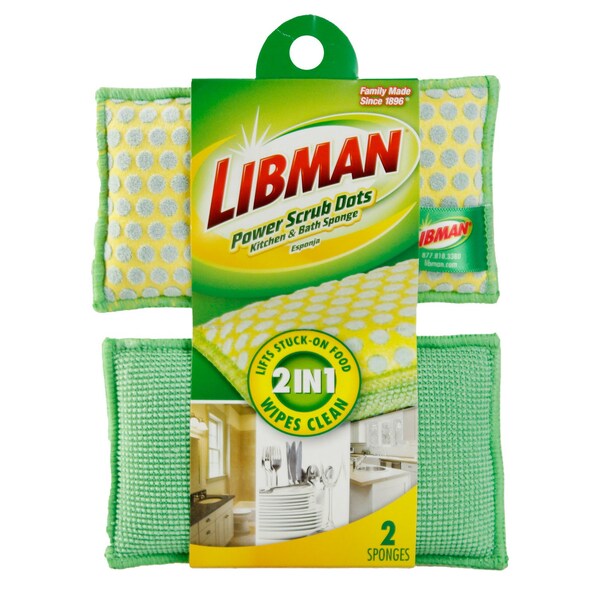 Libman Libman Power Scrub Dots Medium Duty Sponge For Pots and Pans 6 in. L 2 pk - 336