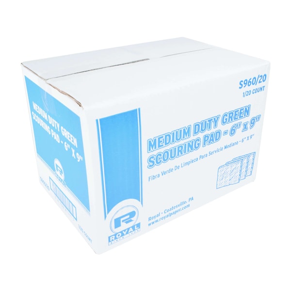Amercareroyal Royal Medium Duty Green Scouring Pad, PK20 - S960/20