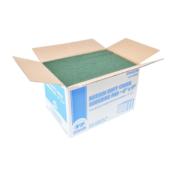 Amercareroyal Royal Medium Duty Green Scouring Pad, PK20 - S960/20
