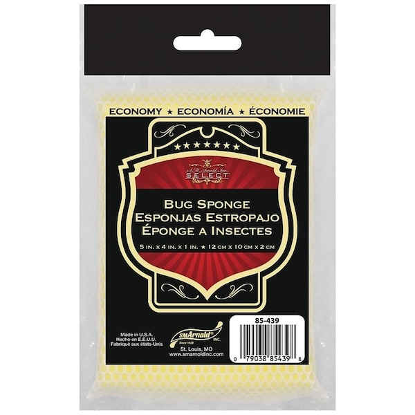 Sm Arnold Bug Remover Sponge, 5 in L, 4 in W, 1 in Thick, Polyester - 85-439