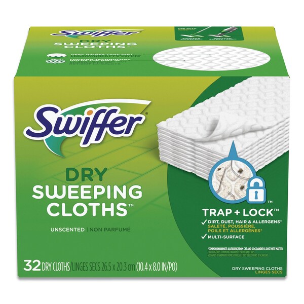 Swiffer Dry Refill Cloths, White, 10.63 in. x 8 in., 32 Cloths, 4PK - 21457