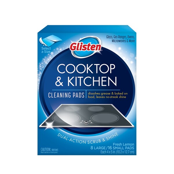 Glisten Glisten Cooktop & Kitchen Cleaning Pads, 8 Large/16 Small Pads - GC0608T