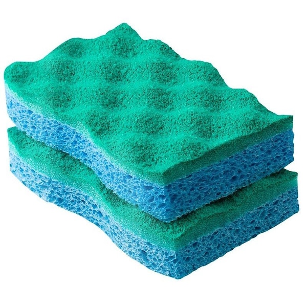 O-Cedar Medium-Duty Scrubber Sponge, 4-1/4 in L, 2.63 in W, Blue/Green - 169431