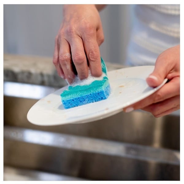 O-Cedar Medium-Duty Scrubber Sponge, 4-1/4 in L, 2.63 in W, Blue/Green - 169431
