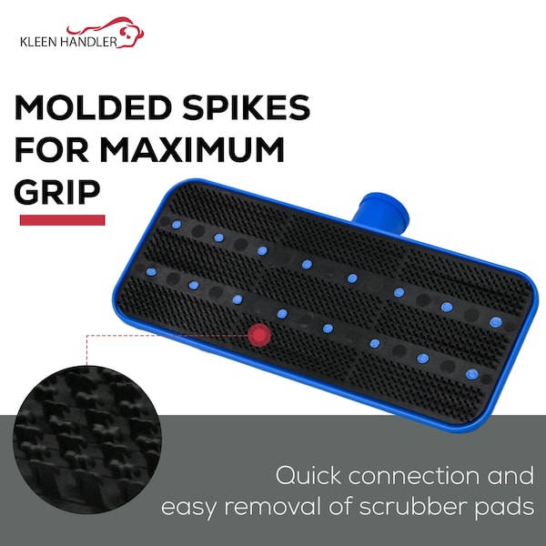 Kleen Handler EZ Scrub Pad Holder, 10 in. x 4 5/8 in. Threaded Swivel Pad Holder for Universal Cleaning Pads - BLKH-MS-KTSH-B-1
