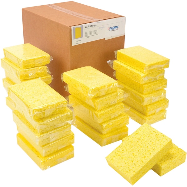 Global Industrial Cellulose Sponge, Yellow, 4.25 x 6.25, 24PK - 670332