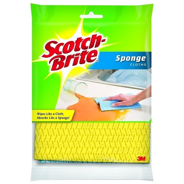 Scotch-Brite Sponge Cloth, 7.8 in L, 6.8 in W, Cellulose, Blue - 9055