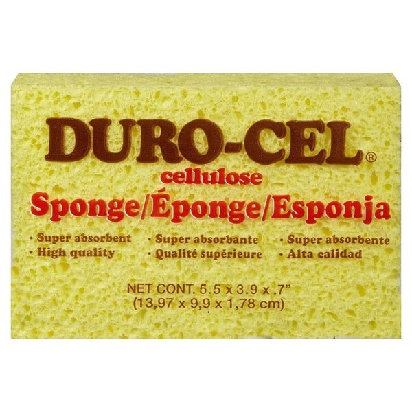 Duro-Cel 03040 Sponge, 6 in L, 4 in W, 3/4 in Thick, Cellulose, Yellow - 3040