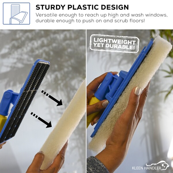 Kleen Handler EZ Scrub Pad Holder & 5 Non-Abrasive White Pads Combo, Versatile Cleaning for Home & Commercial Use - KHMS-SPHSSCP-BLW-1