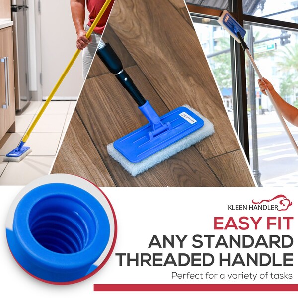 Kleen Handler EZ Scrub Pad Holder & 5 Non-Abrasive White Pads Combo, Versatile Cleaning for Home & Commercial Use - KHMS-SPHSSCP-BLW-1
