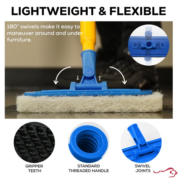 Kleen Handler EZ Scrub Pad Holder & 5 Non-Abrasive White Pads Combo, Versatile Cleaning for Home & Commercial Use - KHMS-SPHSSCP-BLW-1