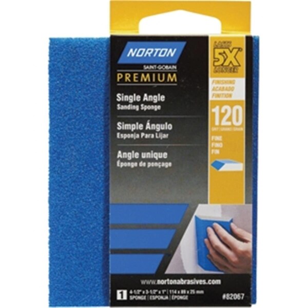 Norton Co 82067 5 x 120 Grit Single Angle Sanding Sponge - 076607820679