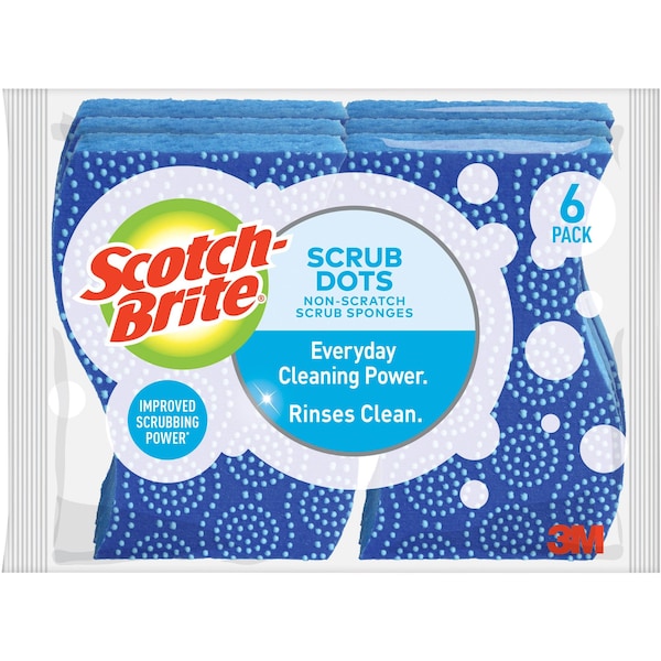 Scotch-Brite Scrub Sponges, Nonscratch, 6-1/2"x2-1/2"x4-3/4", BE, PK 4 - MMM203064