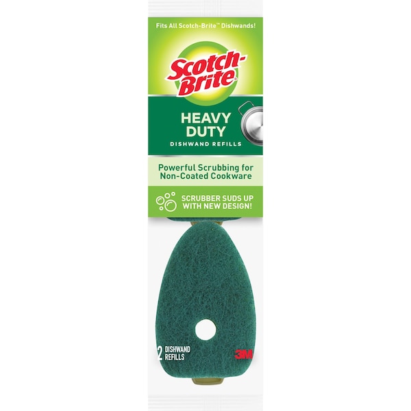 Scotch-Brite Dishwand Refills, 2-1/5"x2-9/10", Green, PK 14 - MMM4817RSCCT
