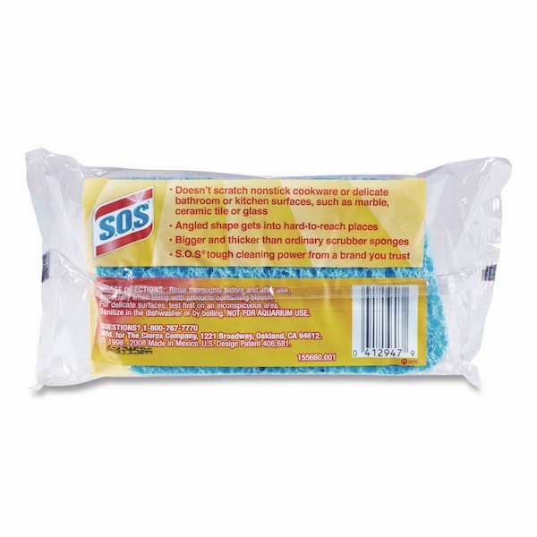 S.O.S. All Surface Scrubber Sponge, 2.5 x 4.5, 0.9 in. Thick, Dark Blue, PK12, 12PK - 91017