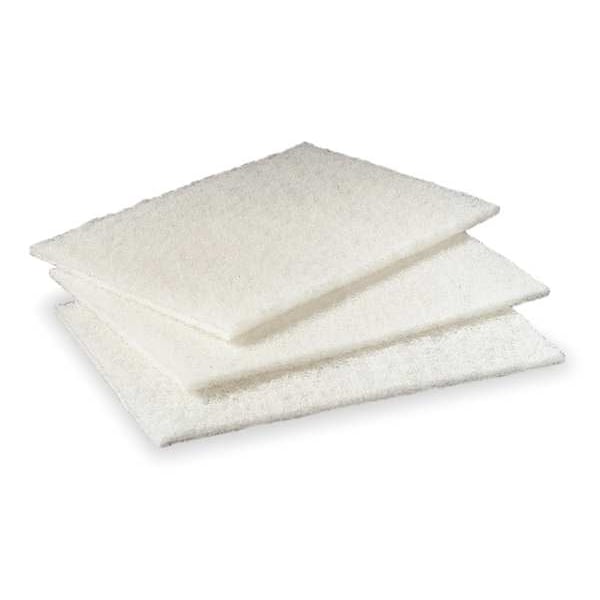 3M Scouring Pad, 6"L, 9"W, Nylon, Wh, PK60 - 00048011074450