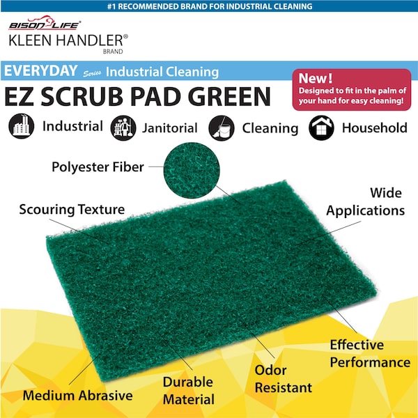 Kleen Handler 40-Pack Green Medium Duty Cleaning Pads, Kitchen Scrub Sponges, Scouring Pads for Dishes & More - BLKH-ES-SP-GR-40-1