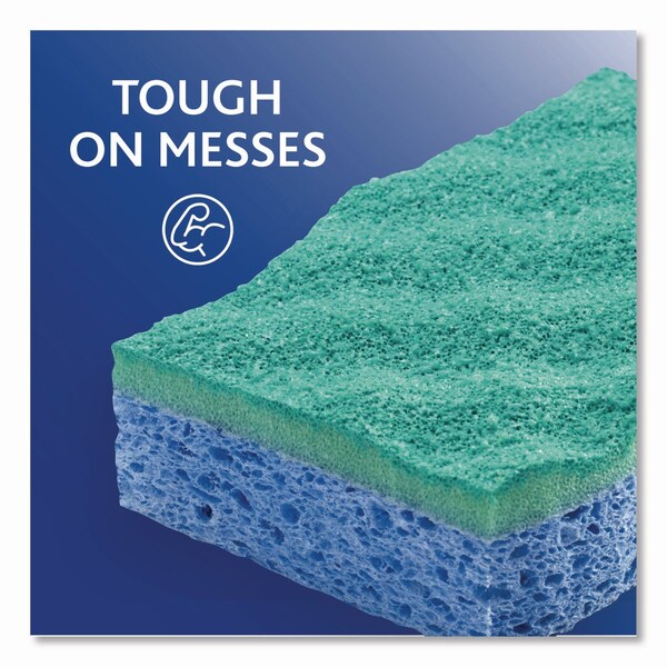O-Cedar Scrunge Non-Scratch Scrub Sponge, 2.63in x 4.25in, 1in Thick, Green/Blue, 2PK - 169431PK