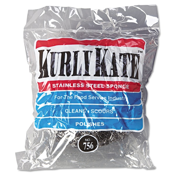 Kurly Kate Stainless Steel Scrubbers, Large, Steel Gray, PK72 - 6375650