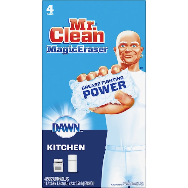 P&G Cleaning Pads, Dawn, 5-2/5"x9/10"x9-4/5", White, PK 4 - PGC51107