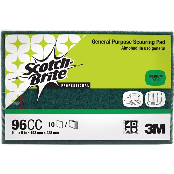 Scotch-Brite Scouring Pads, 6"x9", Green, PK 60 - MMM96CCCT